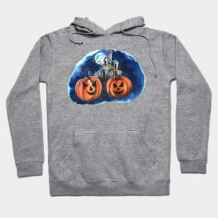 Halloween Night Pumpkin watercolor Hoodie